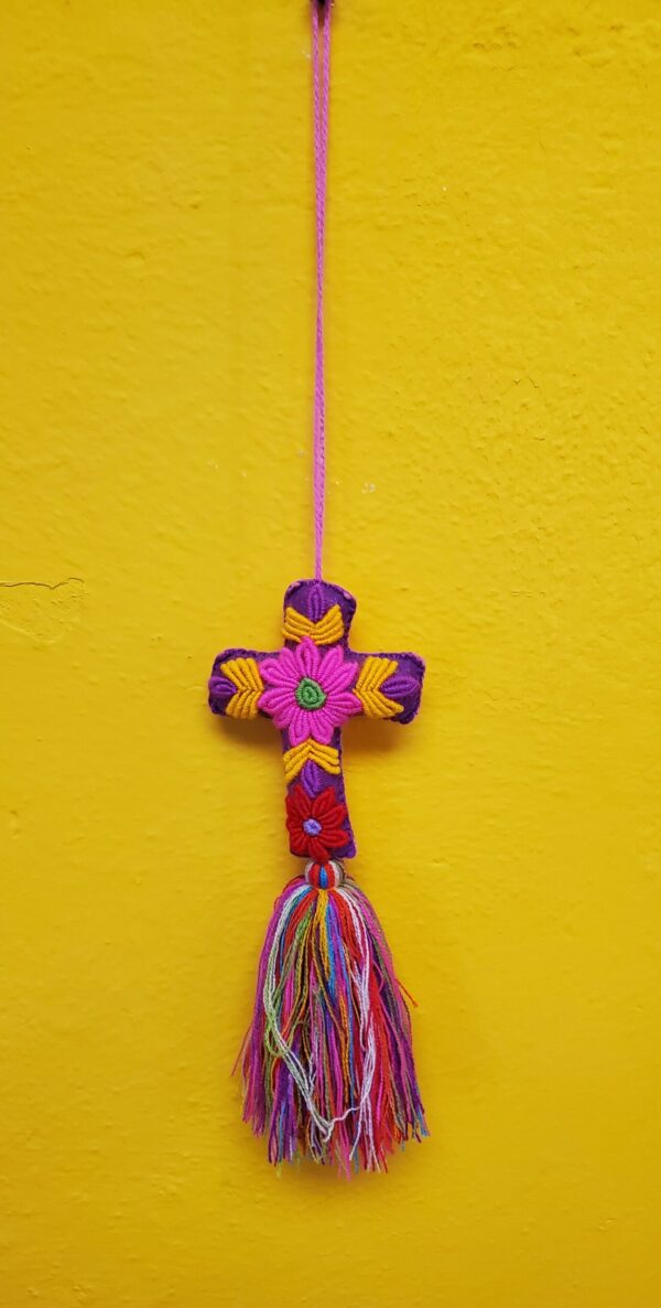 Hanging cross, hand embroidered