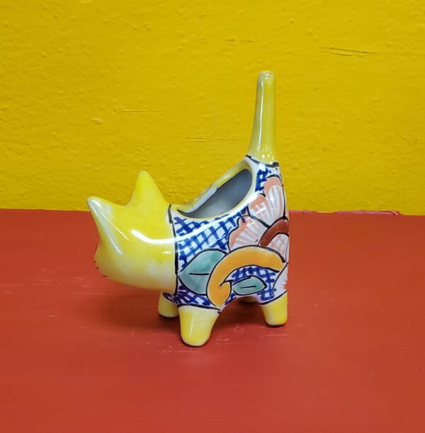 Succulent/Cactus mini kitty planter yellow, talavera - Image 3