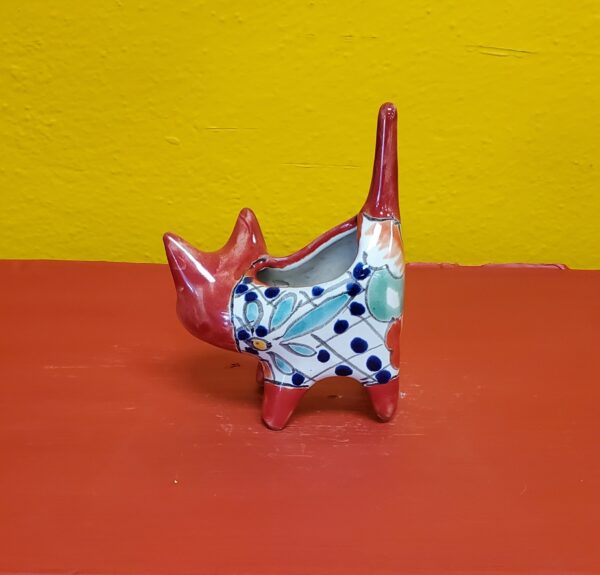 Succulent/Cactus mini kitty planter red, talavera - Image 4