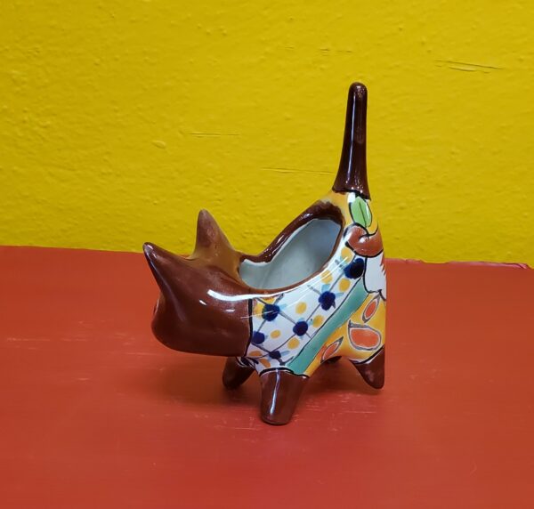 Succulent/Cactus mini kitty planter brown, talavera - Image 4