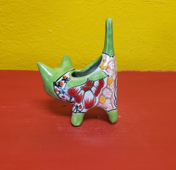 Succulent/Cactus mini kitty planter lime green, talavera - Image 3