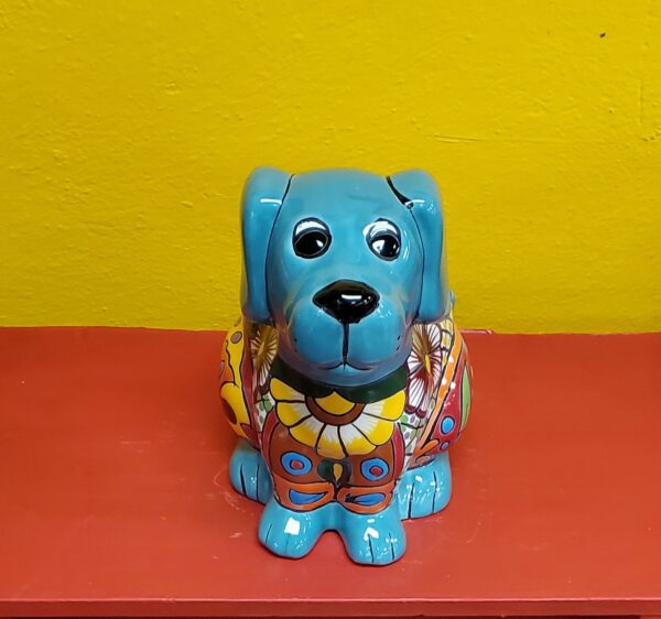 Dog planter, talavera (Teal) - Image 3
