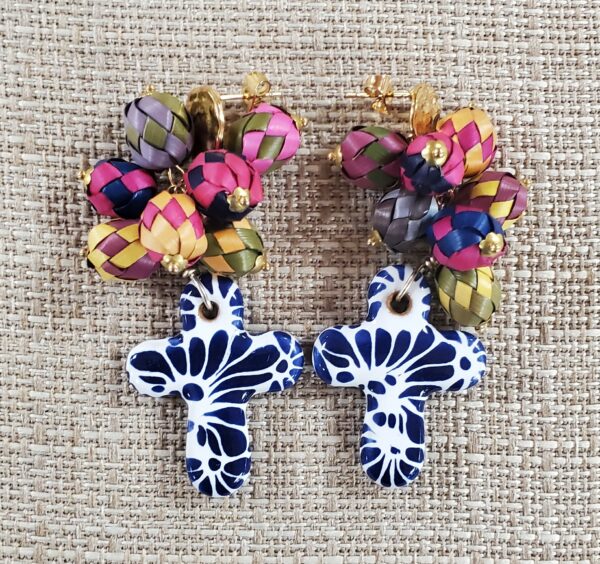 Cross earrings, talavera - Image 2