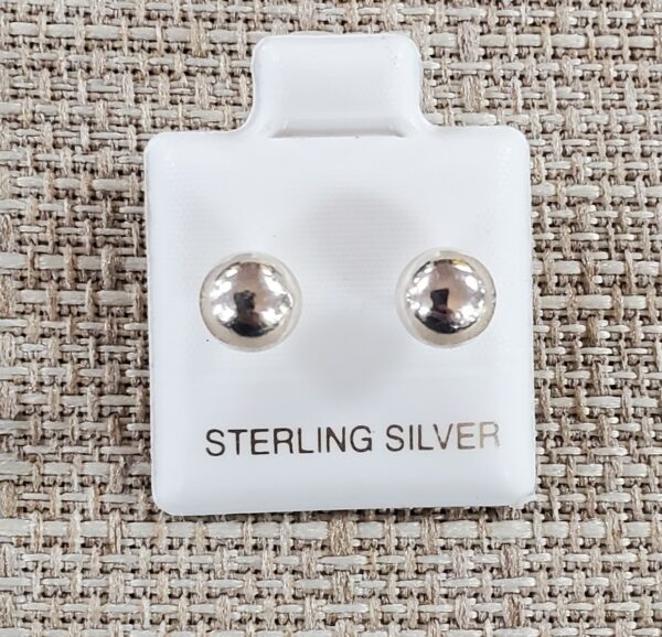 Ball Stud Earrings 6mm, 925 Sterling Silver