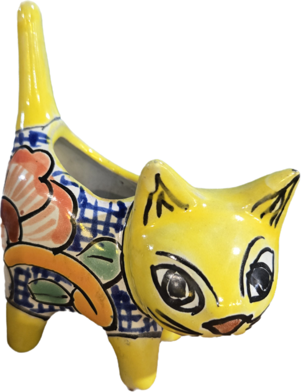 Succulent/Cactus mini kitty planter yellow, talavera