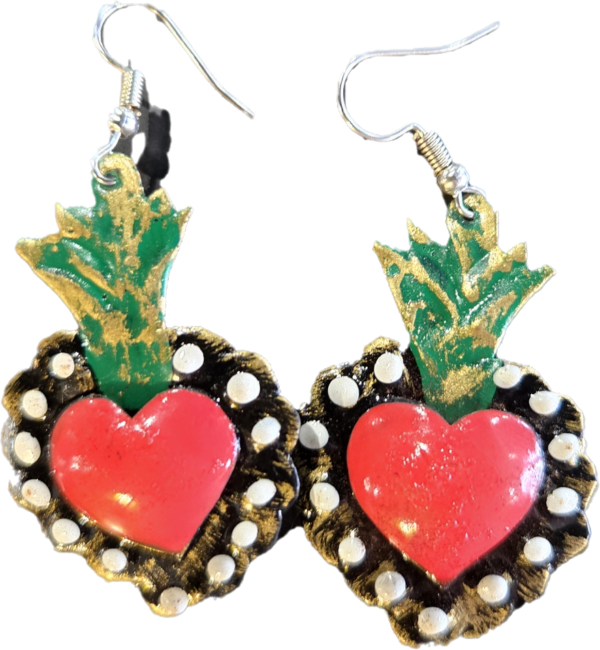 Sacred heart earrings, metal