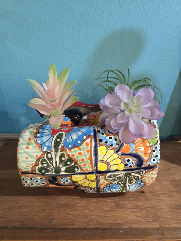 Log with bird planter, talavera - Image 2