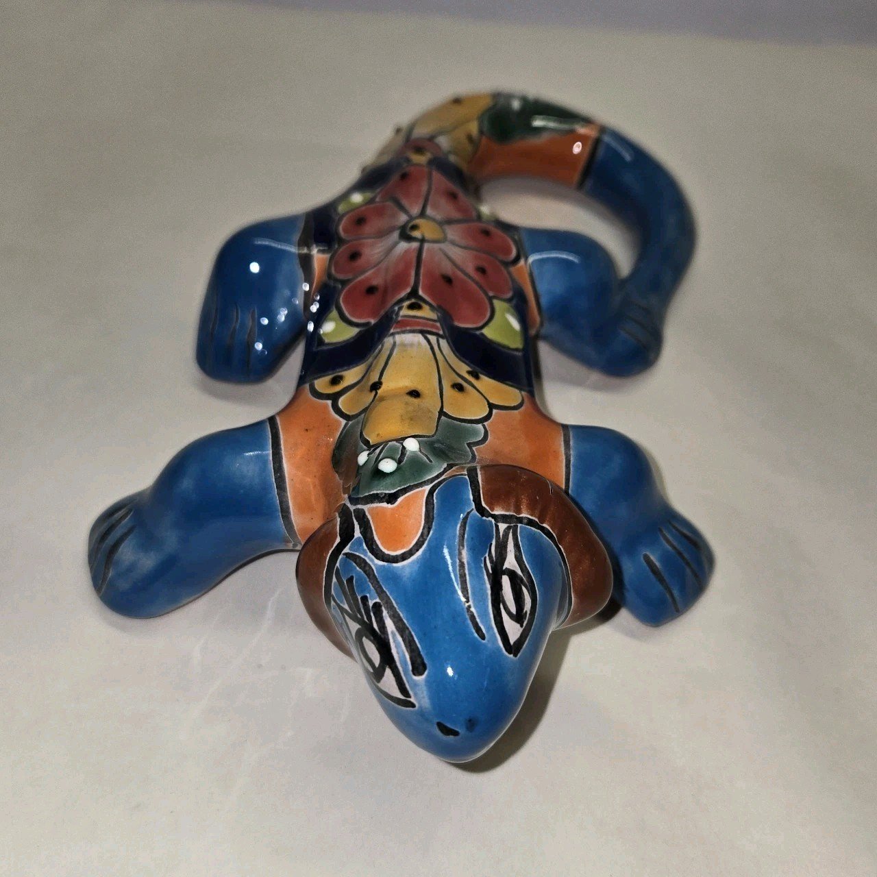 Talavera Pottery Hand Painted Iguana Figurine Mexican Art 9.5 Inch Long 2 Talavera Pottery Hand Painted Iguana Figurine Mexican Art 9.5 Inch Long