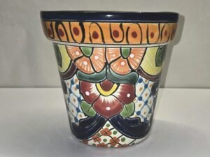 Talavera Clay Planter 6.5 X 6.5 Inches Hand Painted Vibrant Colors Mexican Art