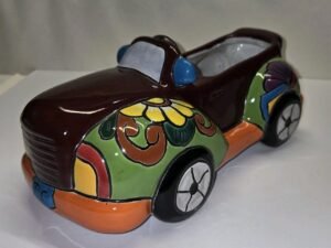 Talavera Car Succulant Planter 11 x 5.5 x 4.75 Inches. Handpainted Mexican Art