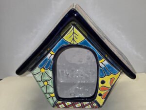 Talavera Pottery Handmade Bird House Outdoor Decor Mexican Art 9.5x6.5x9.5 inche