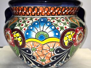 Talavera Pottery Planter Hand Painted Outdoor Decor Mexican Art 12x12x10 inches