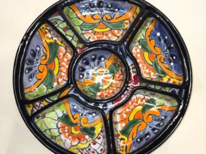 Talavera Pottery Hand Painted Appetizers Salsa Sauce Tray 12 x 1 3/4 inches