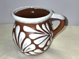 White Terracotta Talavera Coffee Mug Mexican Art Jarrito