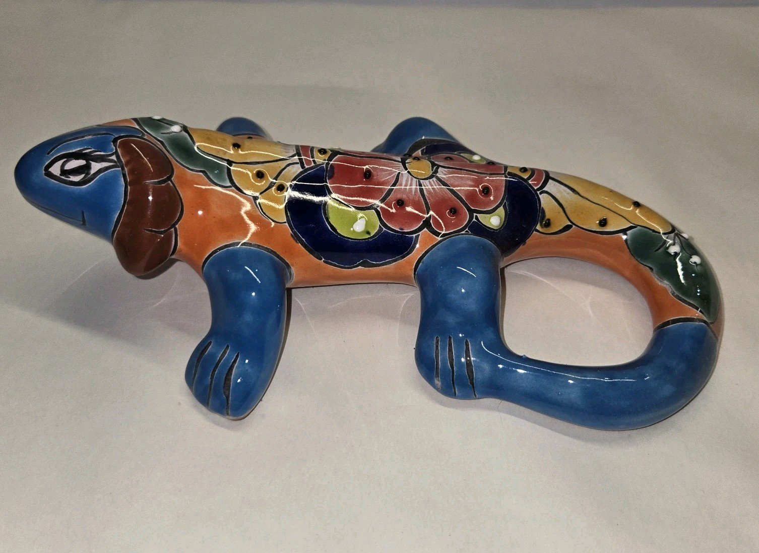 Talavera Pottery Hand Painted Iguana Figurine Mexican Art 9.5 Inch Long 3 Talavera Pottery Hand Painted Iguana Figurine Mexican Art 9.5 Inch Long