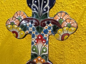 Talavera Pottery Cross Mexican Art Wall Art Home Decor Multicolor 9X11.5 Inche