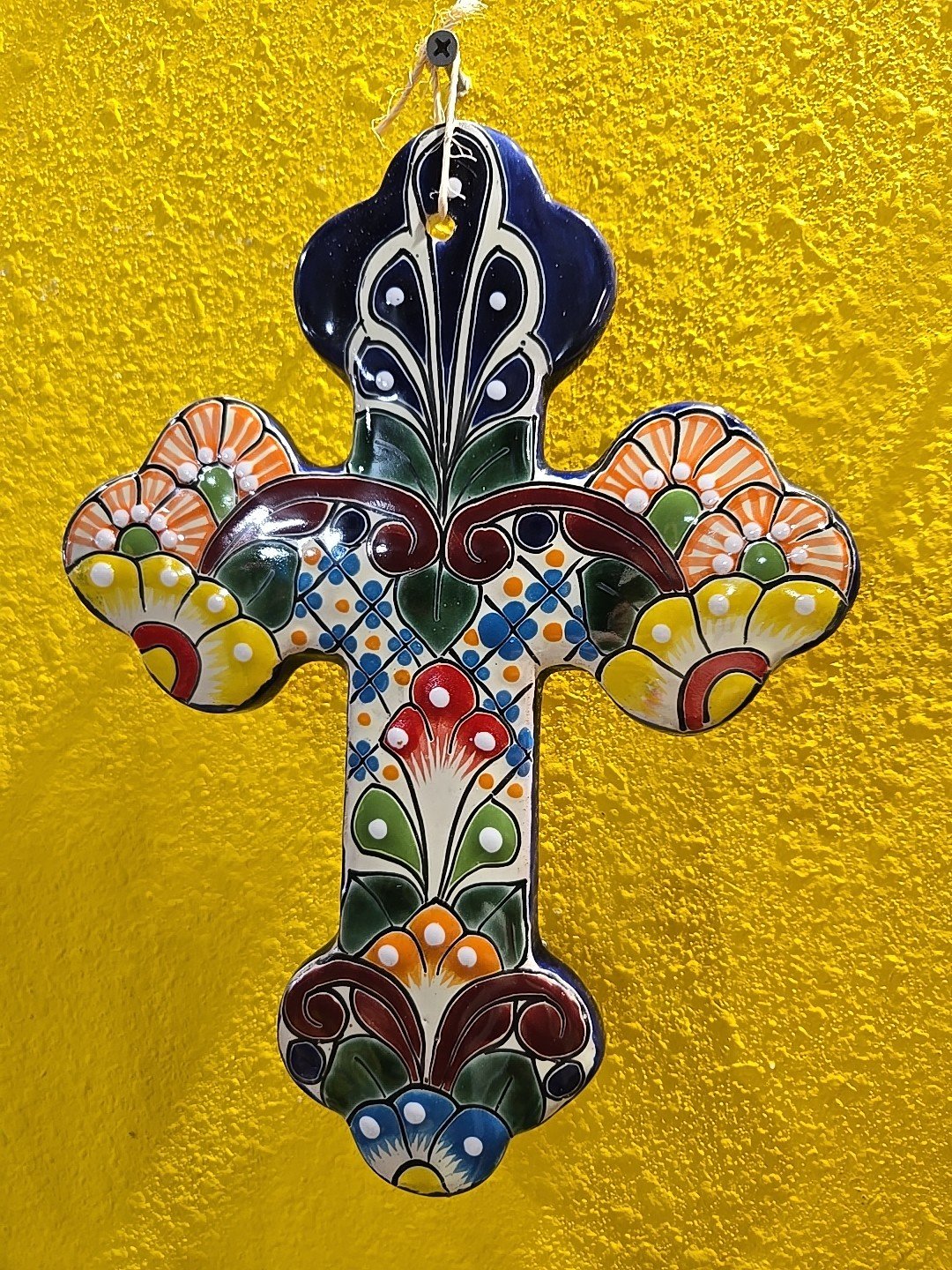 Talavera Pottery Cross Mexican Art Wall Art Home Decor Multicolor 9X11.5 Inche