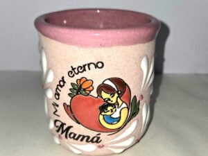 Clay Engove Pink Mug fo Mom Mexican Artesanal 3.5 x 4 inches