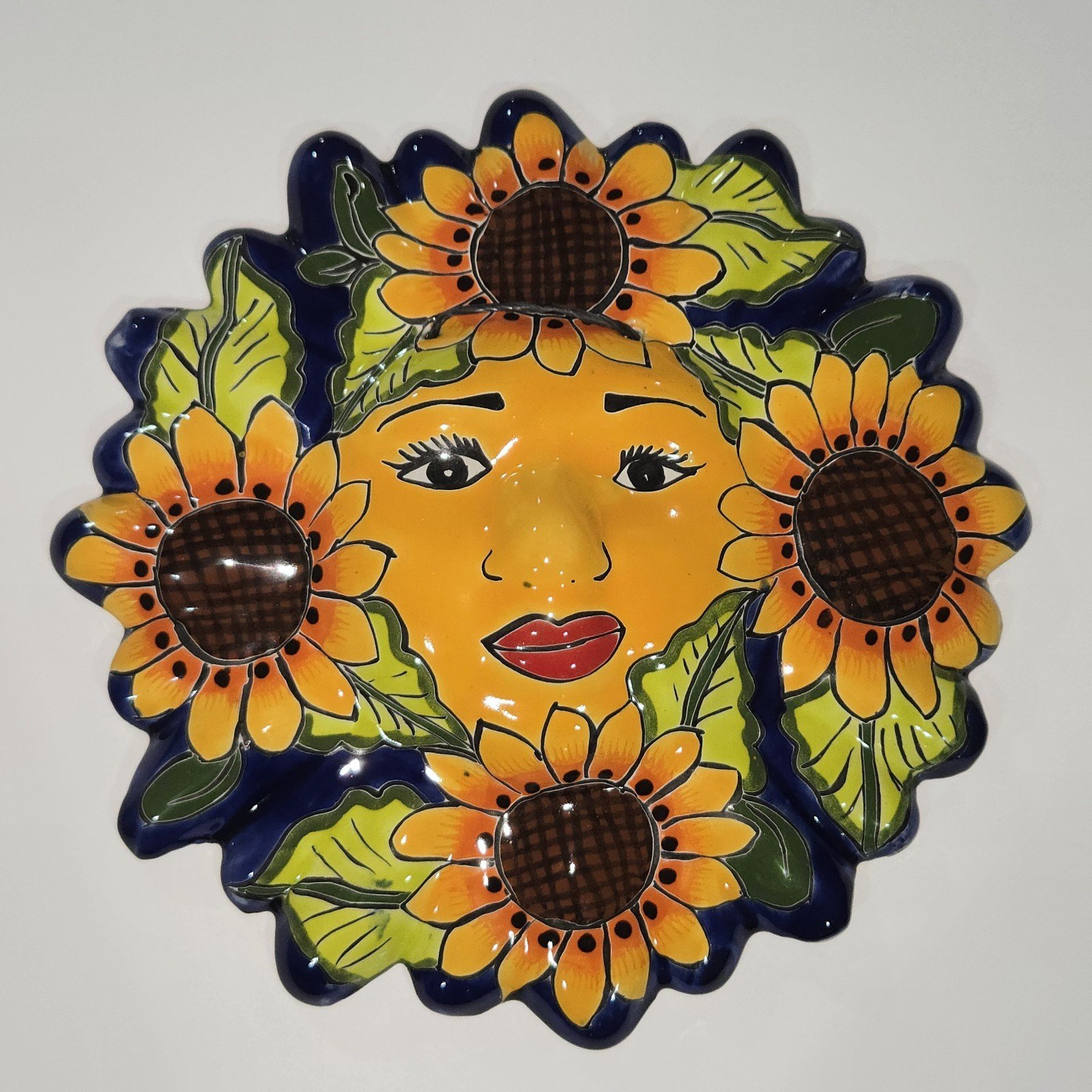 Talavera Sun With Sunflowers Mexican Art Pottery Hand Painted Wall Decor 12" 1 Talavera Sun With Sunflowers Mexican Art Pottery Hand Painted Wall Decor 12"