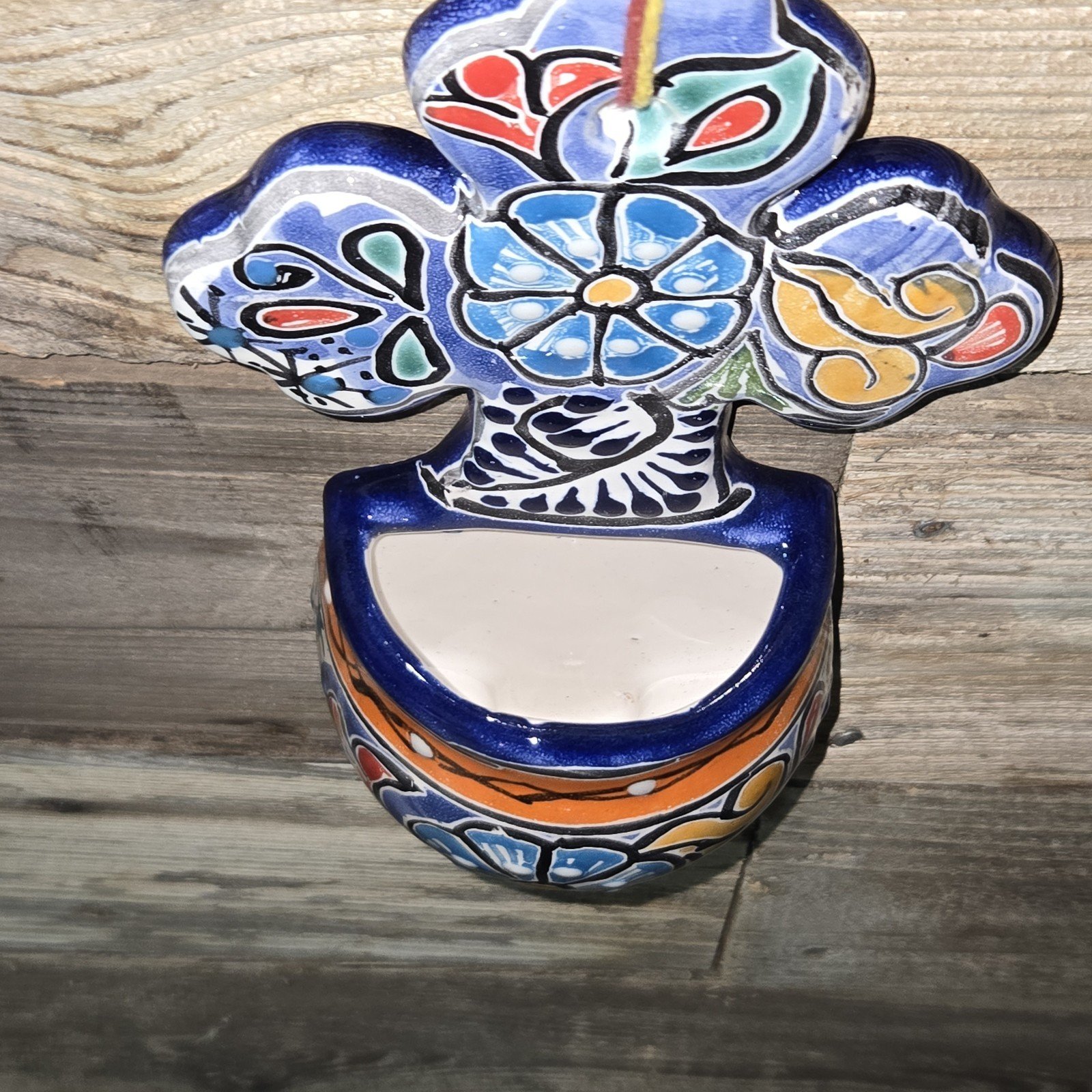 Talavera Colorful Holy Water Font Mexican Art 4.5 X 8.5 Inches Tall 4 Talavera Colorful Holy Water Font Mexican Art 4.5 X 8.5 Inches Tall