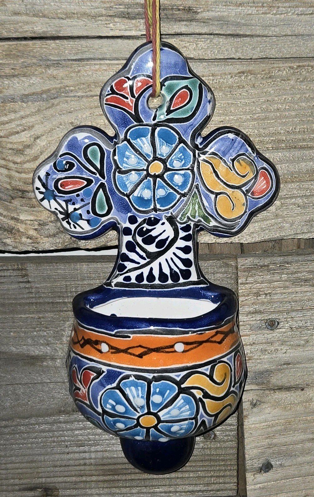 Talavera Colorful Holy Water Font Mexican Art 4.5 X 8.5 Inches Tall 5 Talavera Colorful Holy Water Font Mexican Art 4.5 X 8.5 Inches Tall