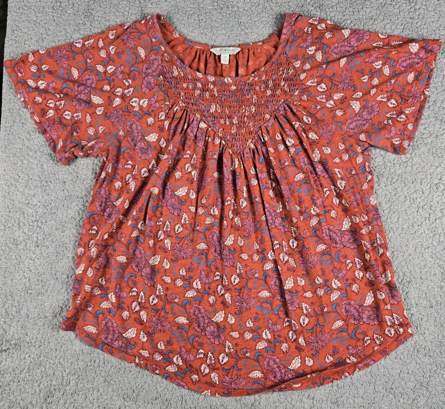 Lucky Brand Red Floral Top Women&rsquo;s Size Small