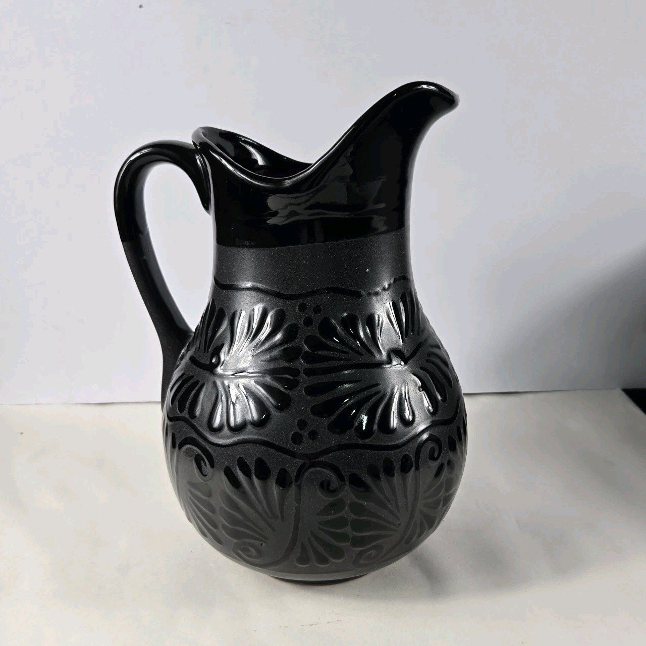 Black Talavers Pitcher Handmade Mexican Art 11.5 X 8 Inches 3 Black Talavers Pitcher Handmade Mexican Art 11.5 X 8 Inches