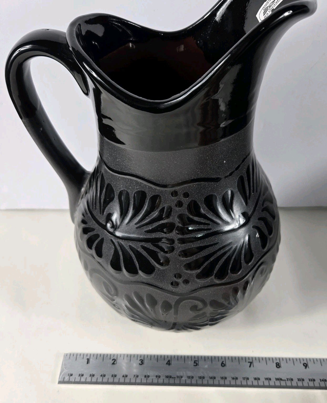 Black Talavers Pitcher Handmade Mexican Art 11.5 X 8 Inches 7 Black Talavers Pitcher Handmade Mexican Art 11.5 X 8 Inches