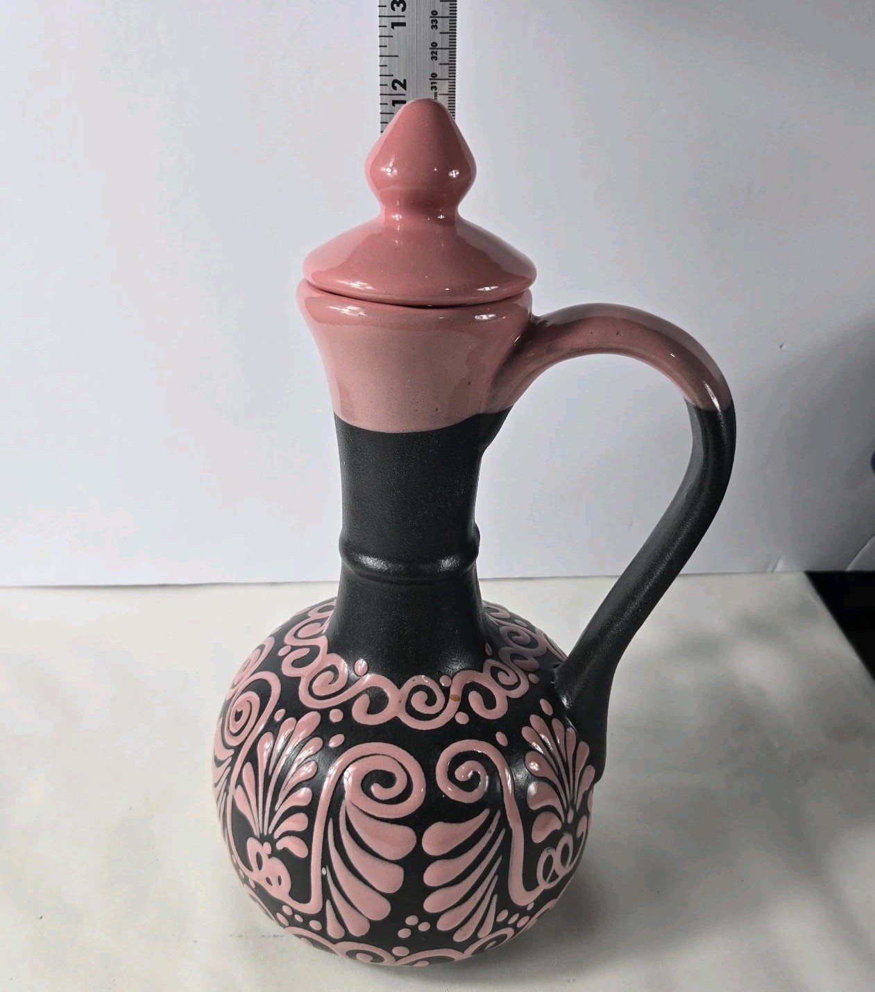 Black And Pink Talavera Pitcher Handmade Mexican Art 12 X 7.5 Inches 5 Black And Pink Talavera Pitcher Handmade Mexican Art 12 X 7.5 Inches