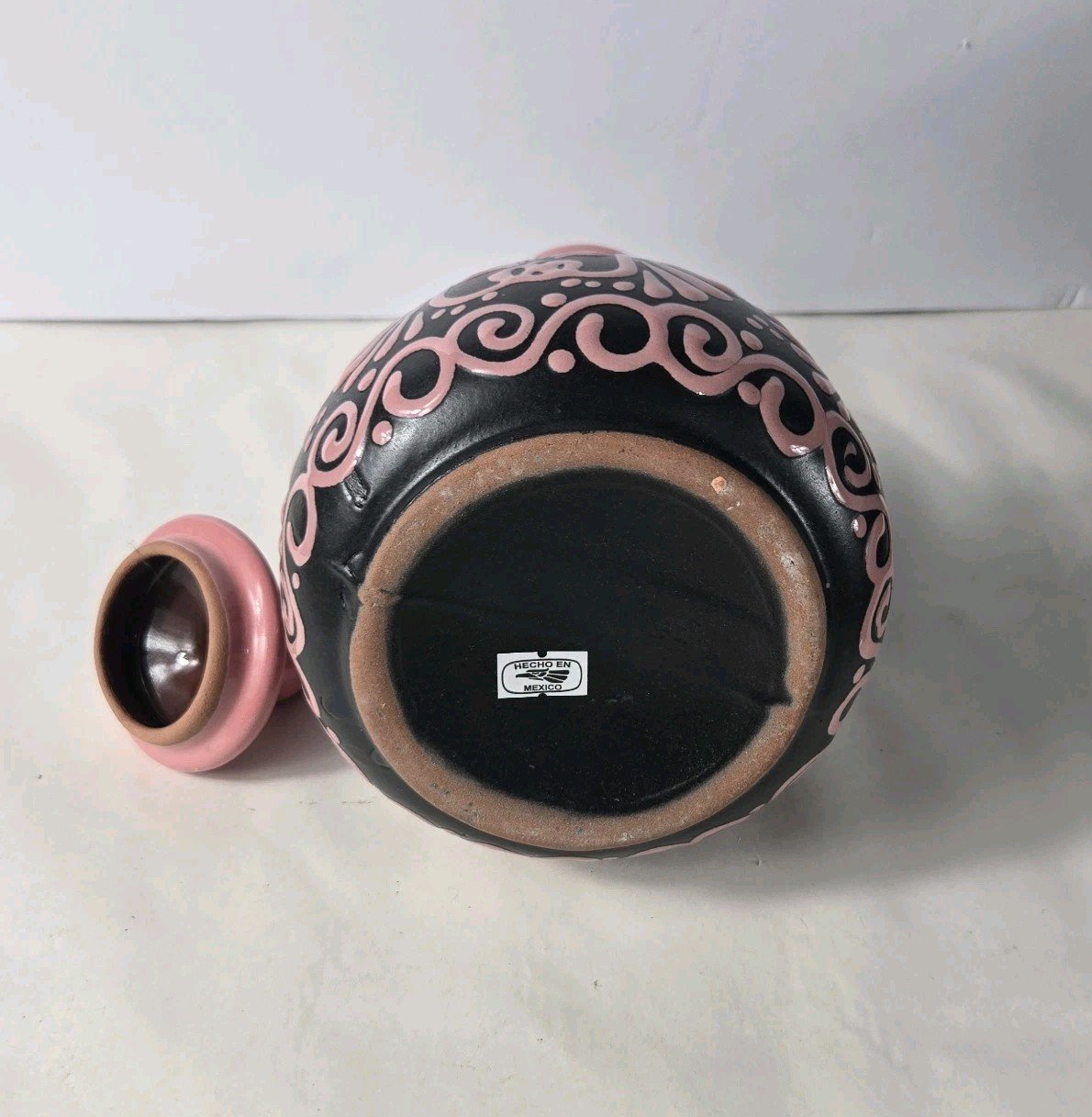 Black And Pink Talavera Pitcher Handmade Mexican Art 12 X 7.5 Inches 6 Black And Pink Talavera Pitcher Handmade Mexican Art 12 X 7.5 Inches