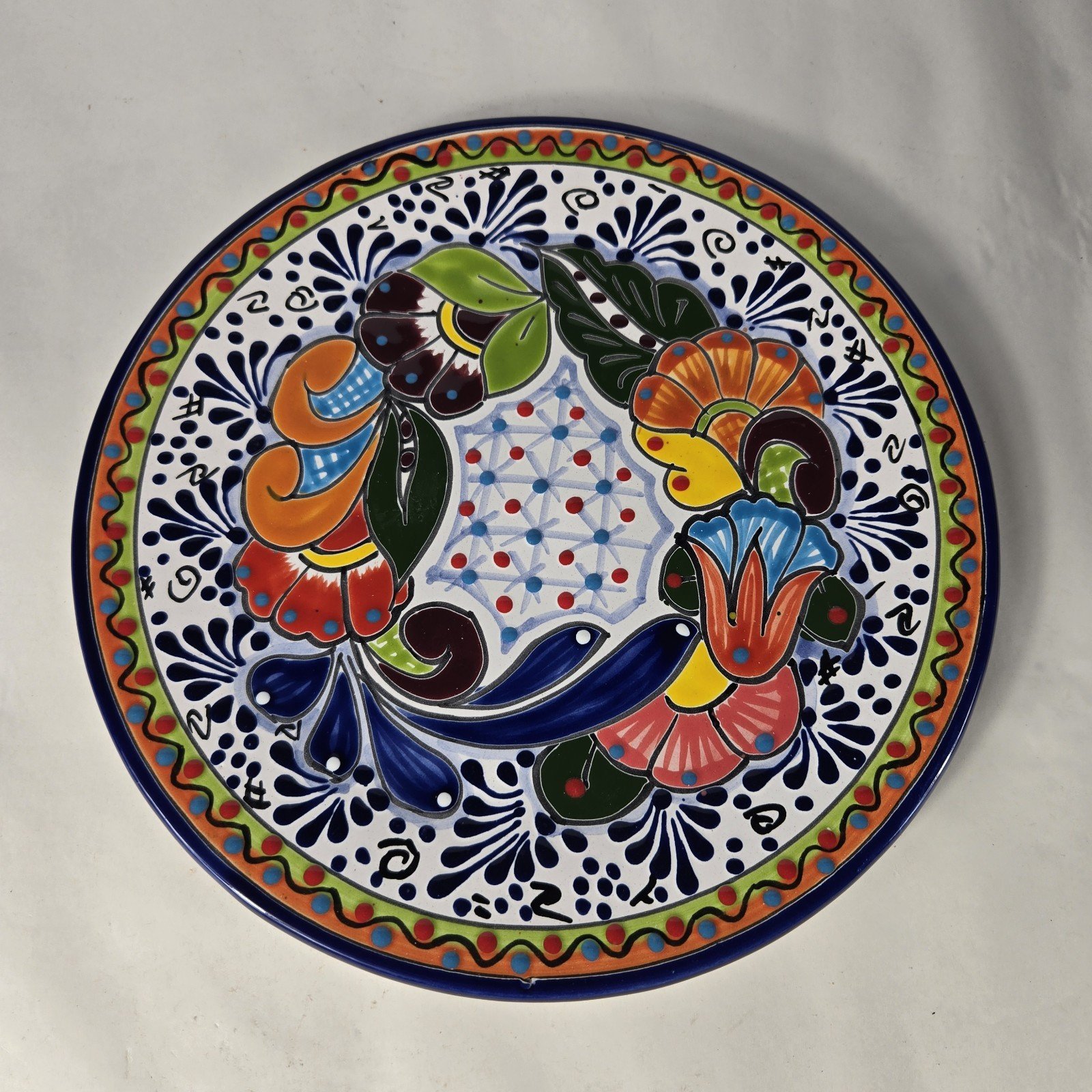 Talavera Dinner Plate Handmade Mexican Art 11 Inch Diameter