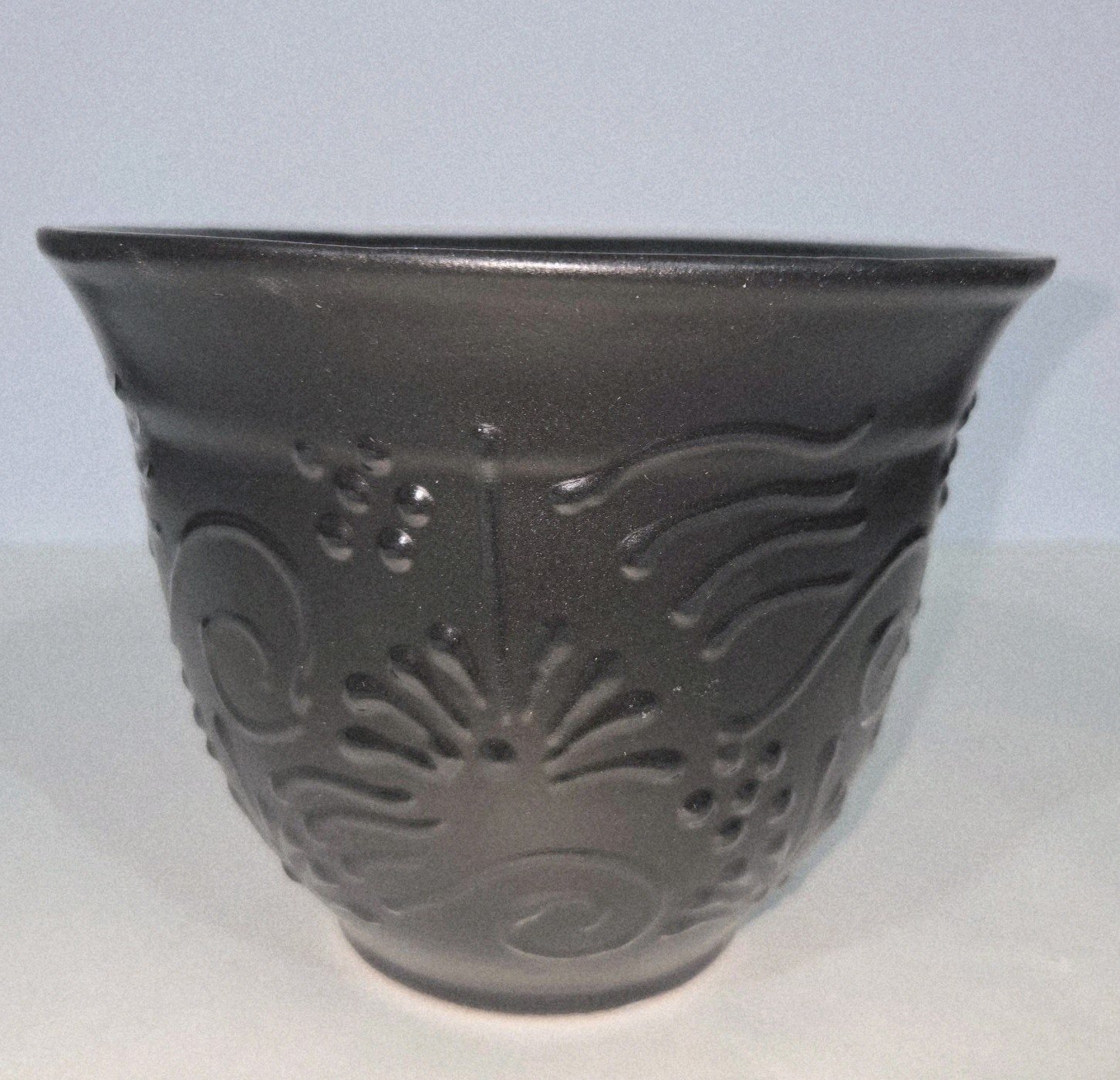 Black Planter 7 X 5.5 Inches Tall Hand Painted Mexican Art Clay Pot 2 Black Planter 7 X 5.5 Inches Tall Hand Painted Mexican Art Clay Pot