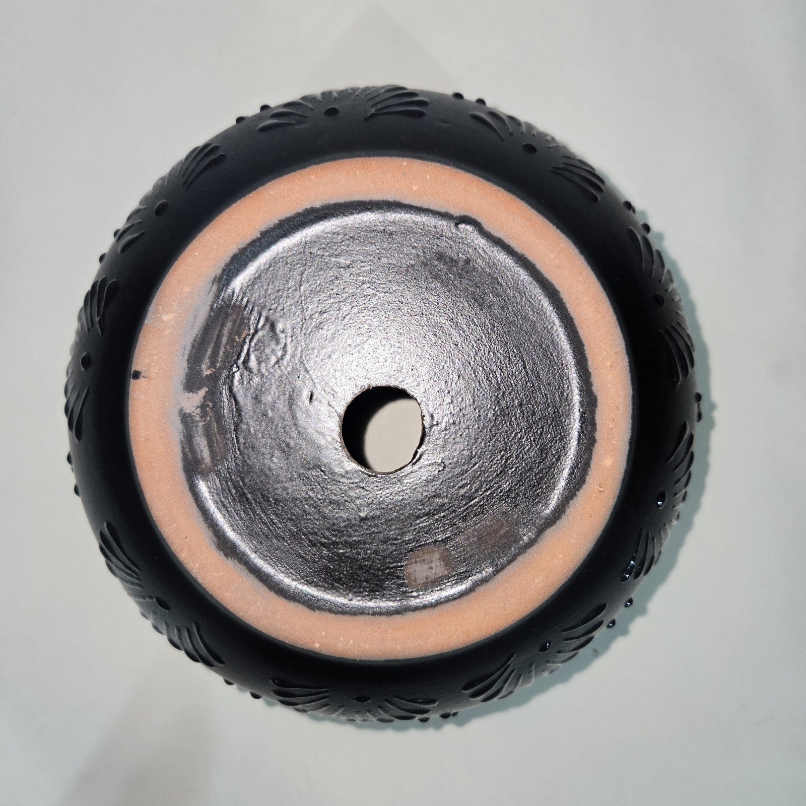 Black Round Planter 7 X 5 Inches Tall Hand Painted Mexican Art Clay Pot 8 Black Round Planter 7 X 5 Inches Tall Hand Painted Mexican Art Clay Pot