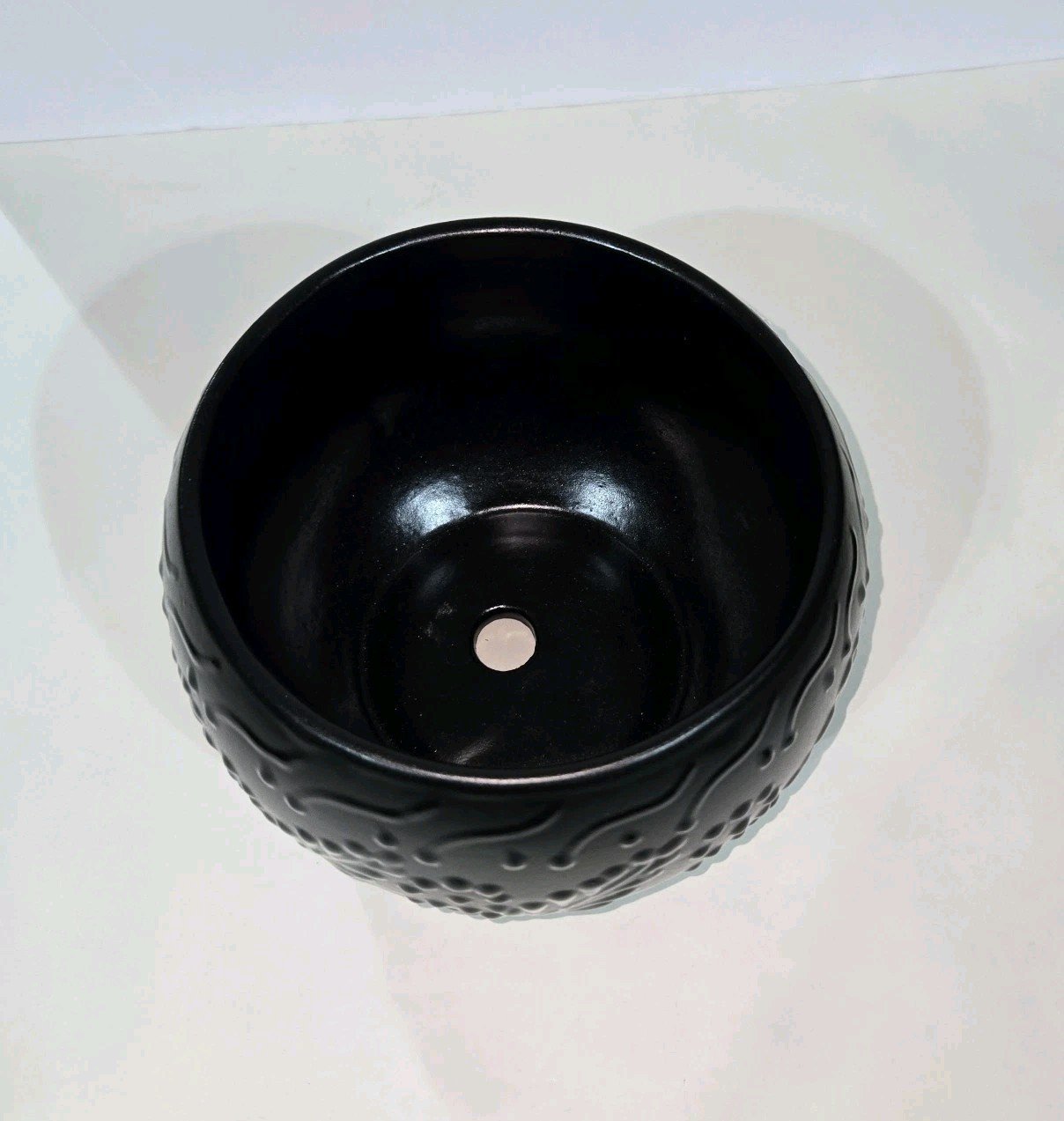 Black Round Planter 7 X 5 Inches Tall Hand Painted Mexican Art Clay Pot 3 Black Round Planter 7 X 5 Inches Tall Hand Painted Mexican Art Clay Pot