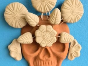 Terracotta Wall Skull 9 X 12 Inches Mexican Art Handmade