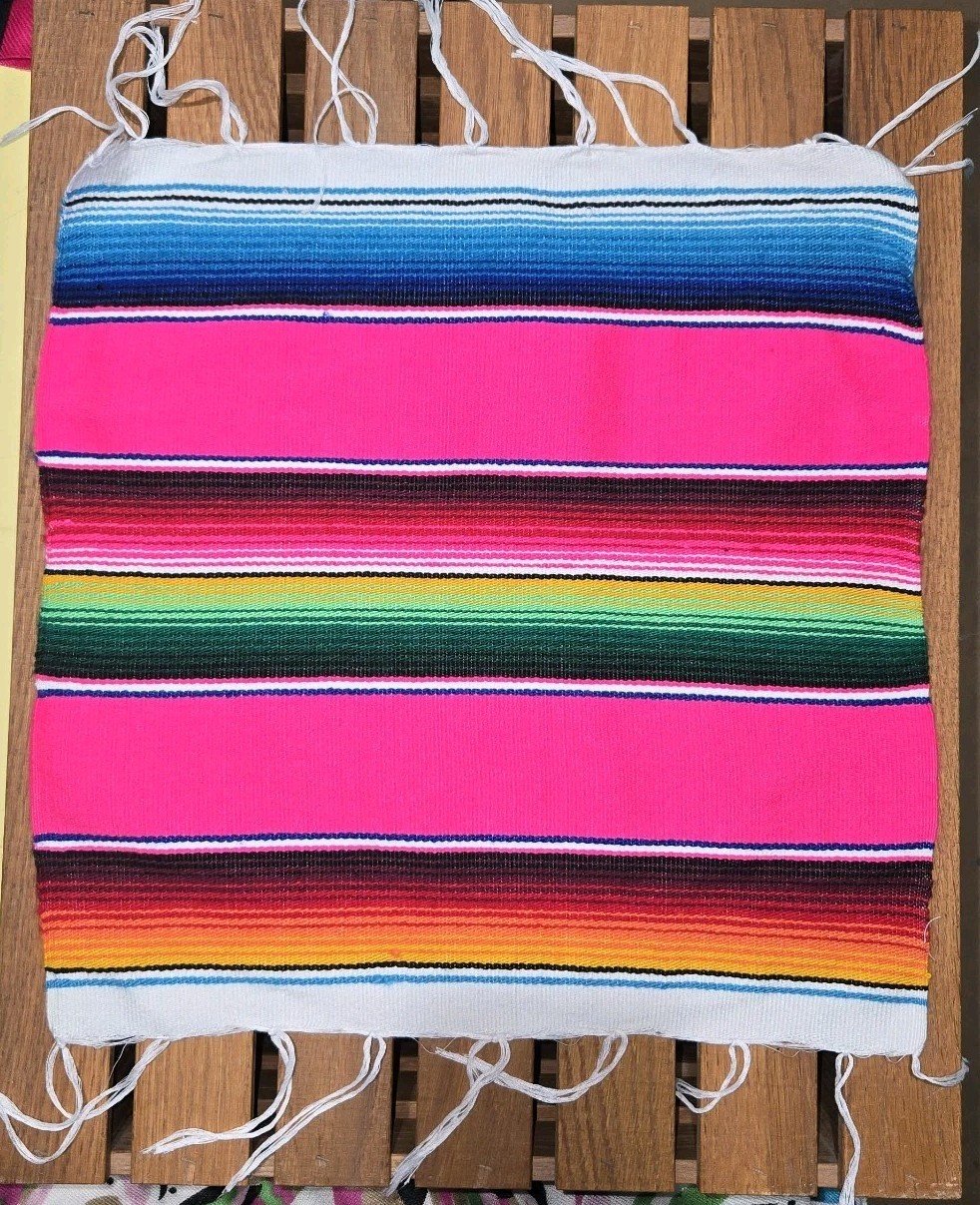Mexican Zarape Saltillo Placemats Set of 4 Mexican Art Handmade In Mexico