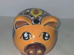 Talavera Hand Painted Piggy Bank Mexican Art 5x 5.5 X 6 Inches