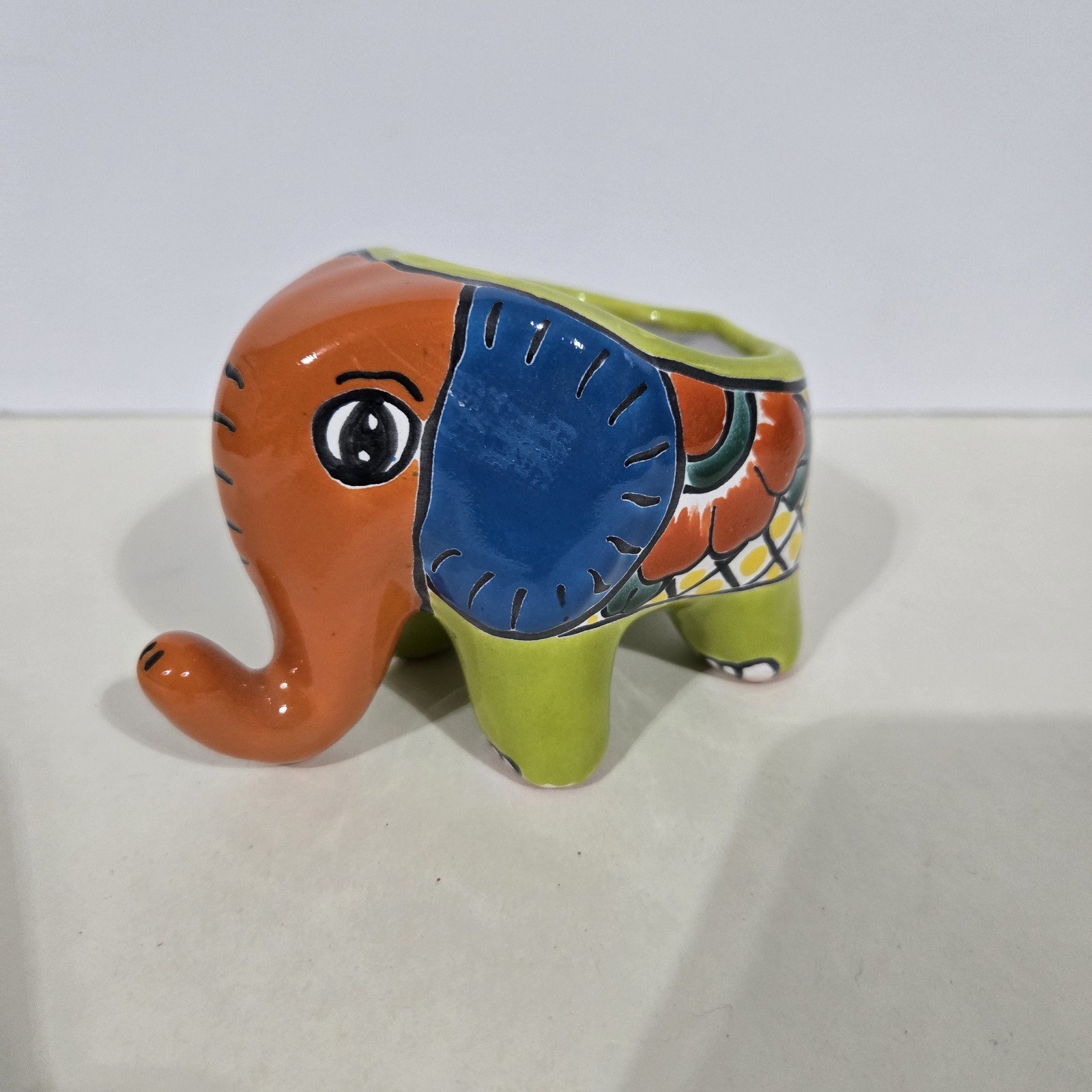 Talavera Elephant Succulant Planter Hand-Painted Mexican Art