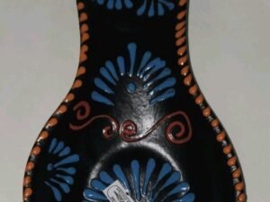 Black Talavers Spoon Rest Handmade Mexican Art 10 X 5 Inches