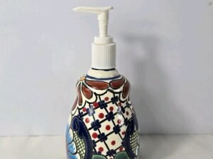 Talavera Ceramic Soap Dispenser Mexican Art 3x7 In