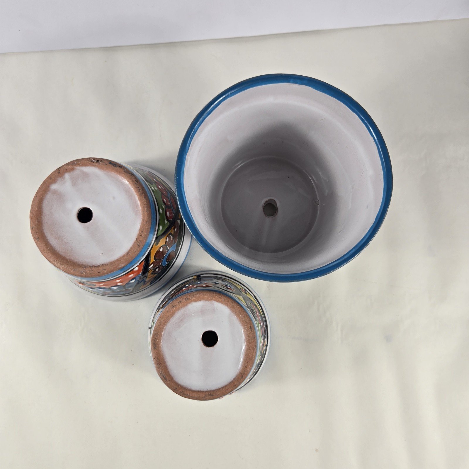 Talavera Planter 3 Piece Set Ceramic Pottery Mexican Art 4 Talavera Planter 3 Piece Set Ceramic Pottery Mexican Art