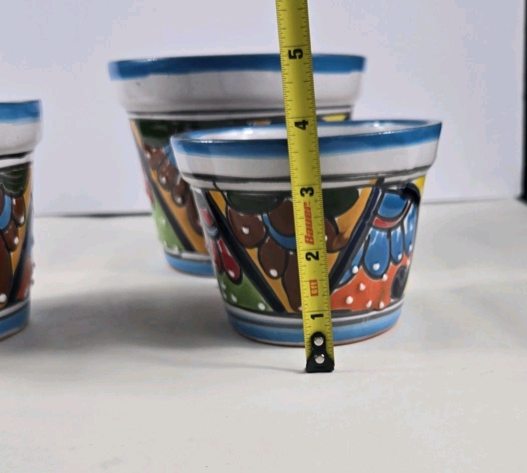 Talavera Planter 3 Piece Set Ceramic Pottery Mexican Art 9 Talavera Planter 3 Piece Set Ceramic Pottery Mexican Art