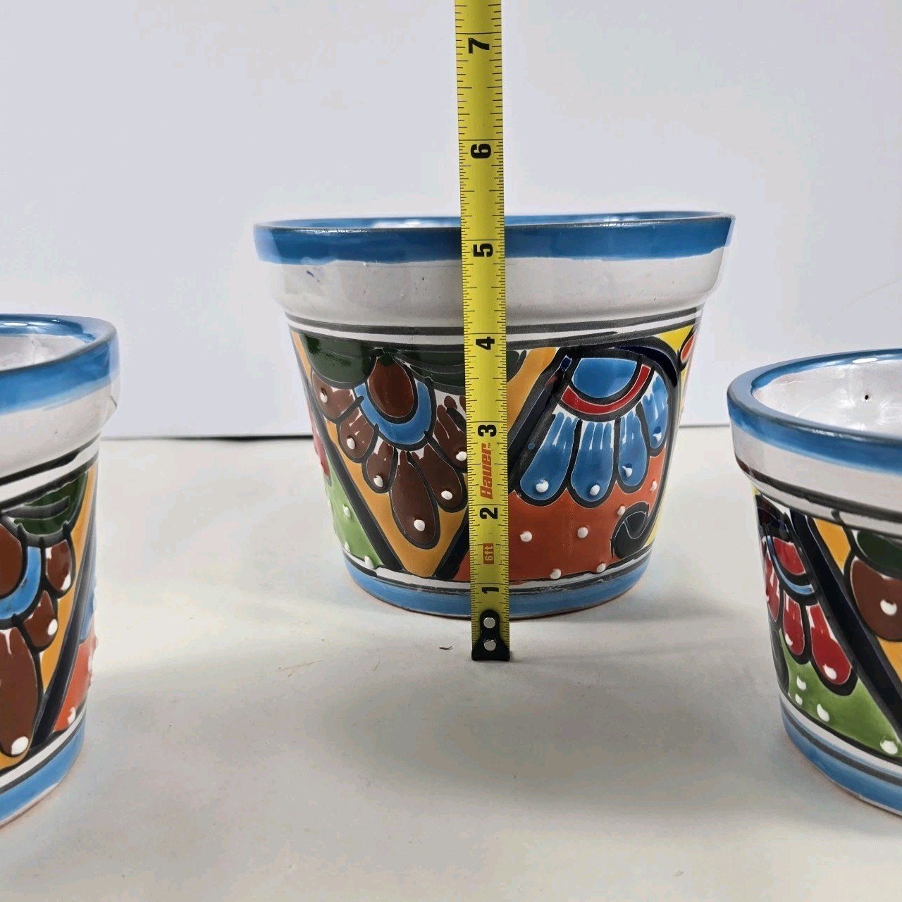 Talavera Planter 3 Piece Set Ceramic Pottery Mexican Art 10 Talavera Planter 3 Piece Set Ceramic Pottery Mexican Art