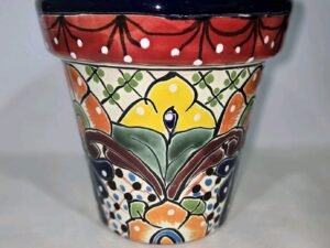 Talavera Clay Planter 6.5 X 6.5 Inches Hand Painted Vibrant Colors Mexican Art