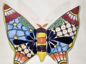 Talavera Butterfly Mexican Handmade Art Wall Hanging 9" Wide X 7" Tall
