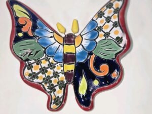 Talavera Butterfly Mexican Handcrafted Art Wall Hanging 5.5 X 5 Inches Tall