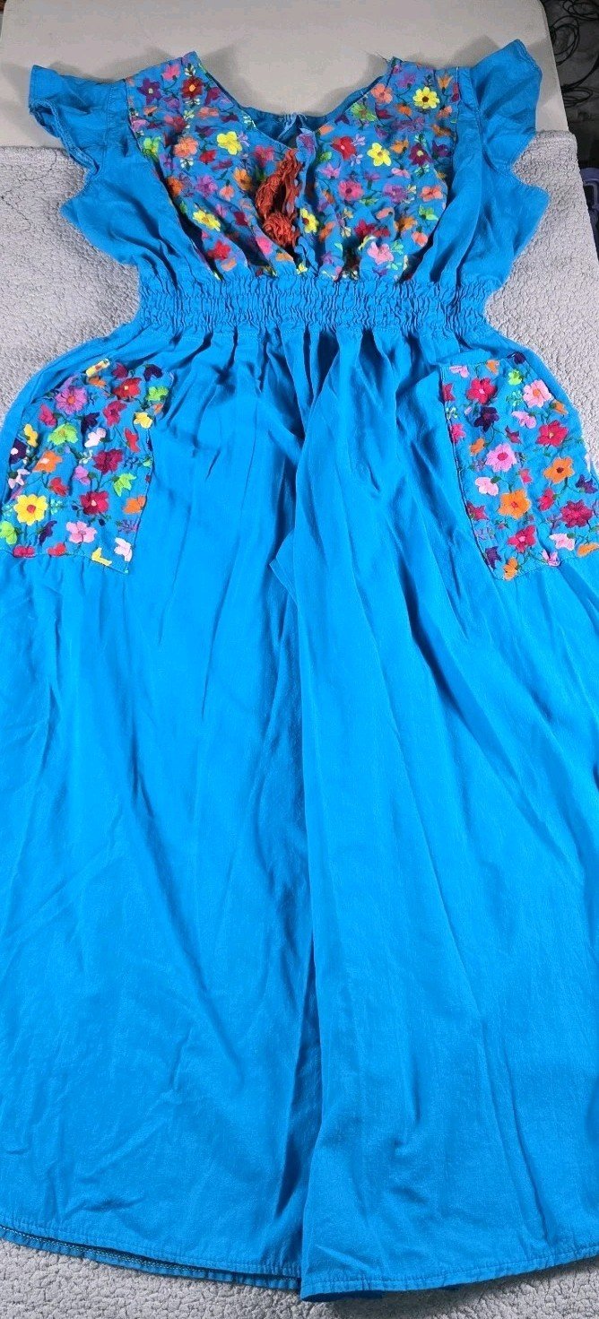 Mexican Embroidered Palazzo Jumpsuit Handmade 3X