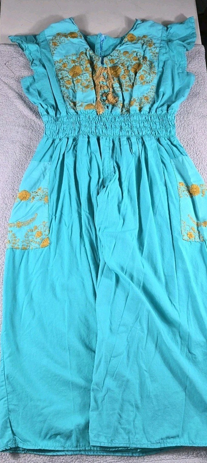 Mexican Embroidered Palazzo Jumpsuit Handmade 3X