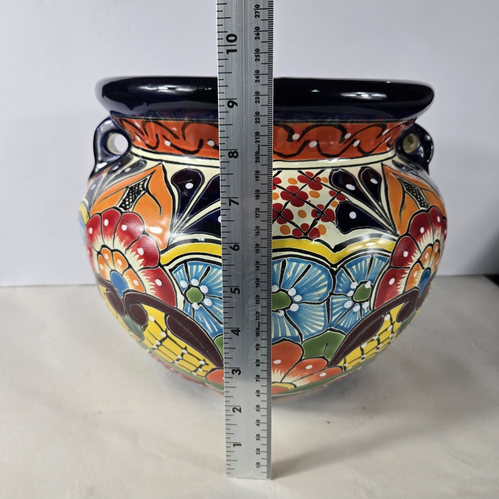 Talavera Pottery Planter Hand Painted Mexican Art 11.5x11.5x9.5 inches 6 Talavera Pottery Planter Hand Painted Mexican Art 11.5x11.5x9.5 inches