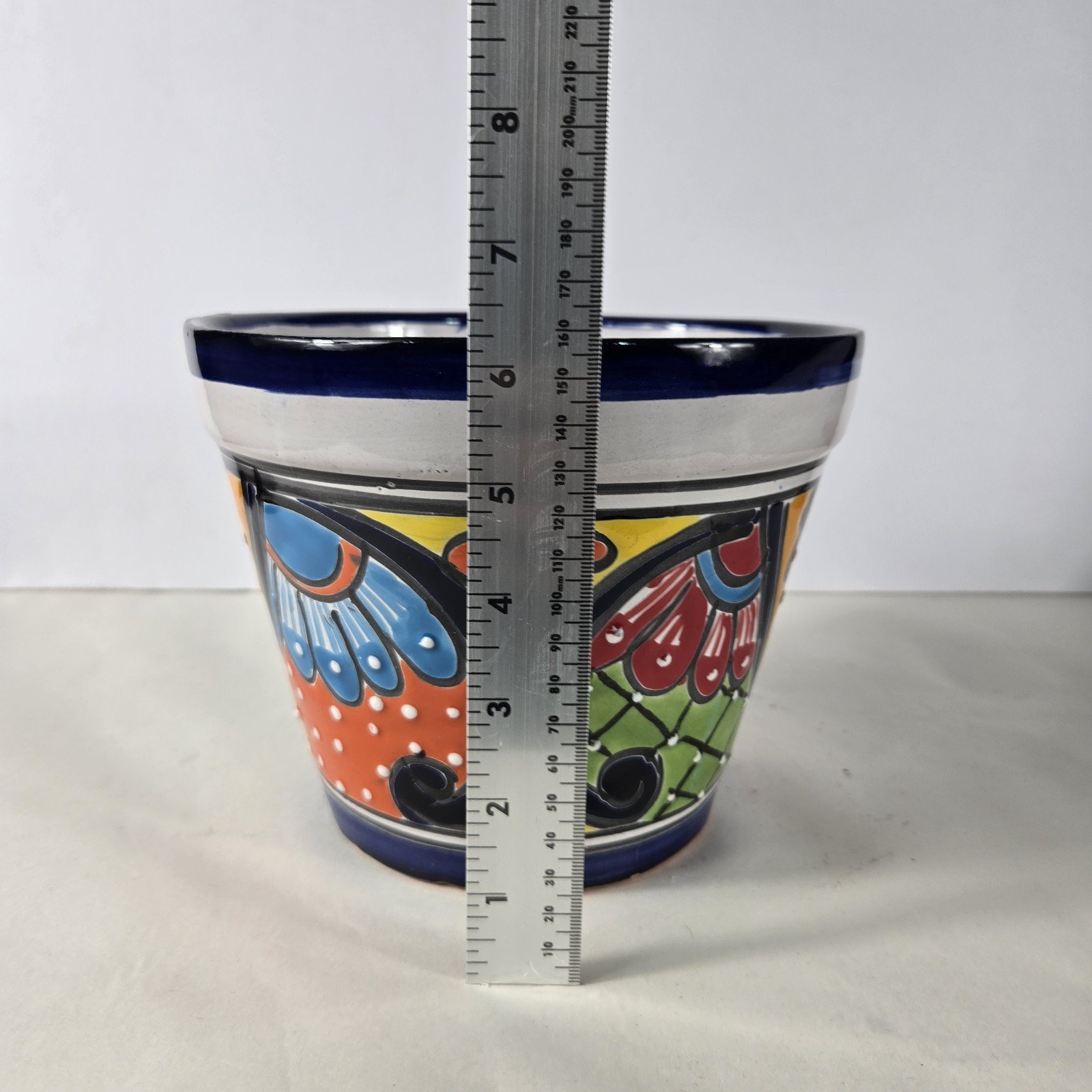 Talavera Planter 8 X 6 Inches Tall Hand Painted Mexican Art 5 Talavera Planter 8 X 6 Inches Tall Hand Painted Mexican Art